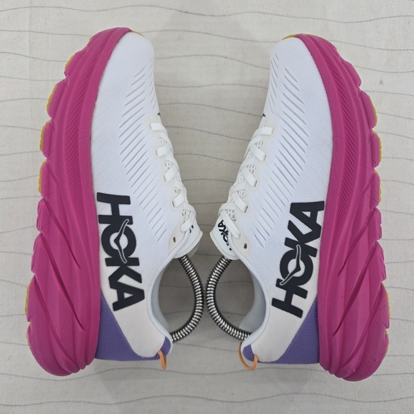 HOKA ONE ONE Womens Rincon 3 White Pink Purple Running Shoes 1119396 Size 6B - Picture 8 of 12